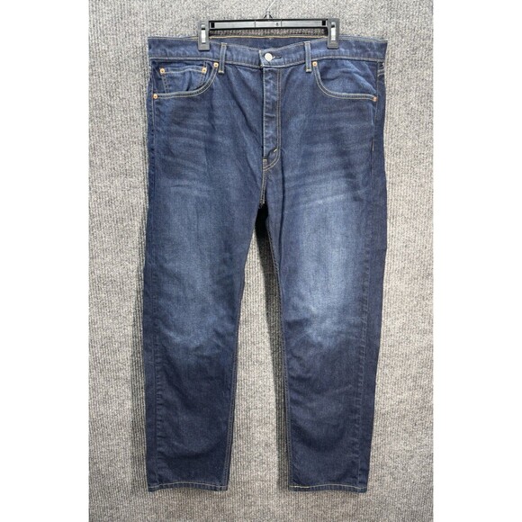 Levis 505 Jeans Mens 40x32 Blue Regular Straight Leg Denim Stretch Dark Wash - Picture 1 of 12